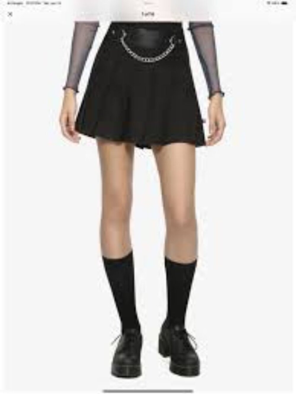 Y2K Royal Bone Grunge Punk Academia Women's S Pleated Mini Skirt Chain Detail